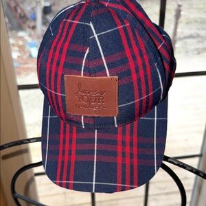Love Your Melon Plaid Baseball Cap - Navy & Red NWOT